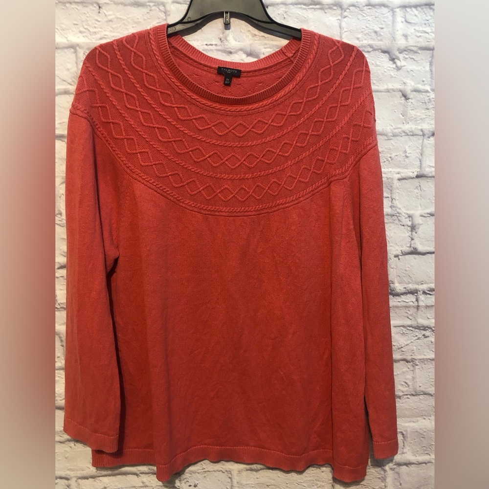 3X coral sweater from Talbots